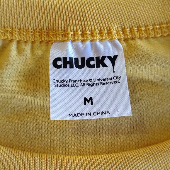 Chucky Long Sleeve Yellow Graphic Tee M "He Wants You As A Best Friend" - Picture 4 of 6